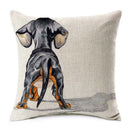 Axyaa Dachshund Dog Print Cotton Linen Pillow Covers 45X45cm