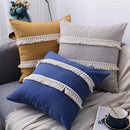 Axyaa Boho Tassled Cushion Cover in Beige/Grey/Blue/Yellow, 30x50cm/45x45cm