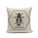 Axyaa Bee Pattern Linen Cushion Cover - Nordic Decorative Throw Pillow Case