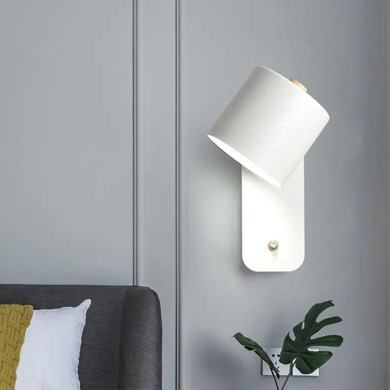 Axyaa Nordic LED Wall Light Iron Wood Lamp for Bedroom and Study