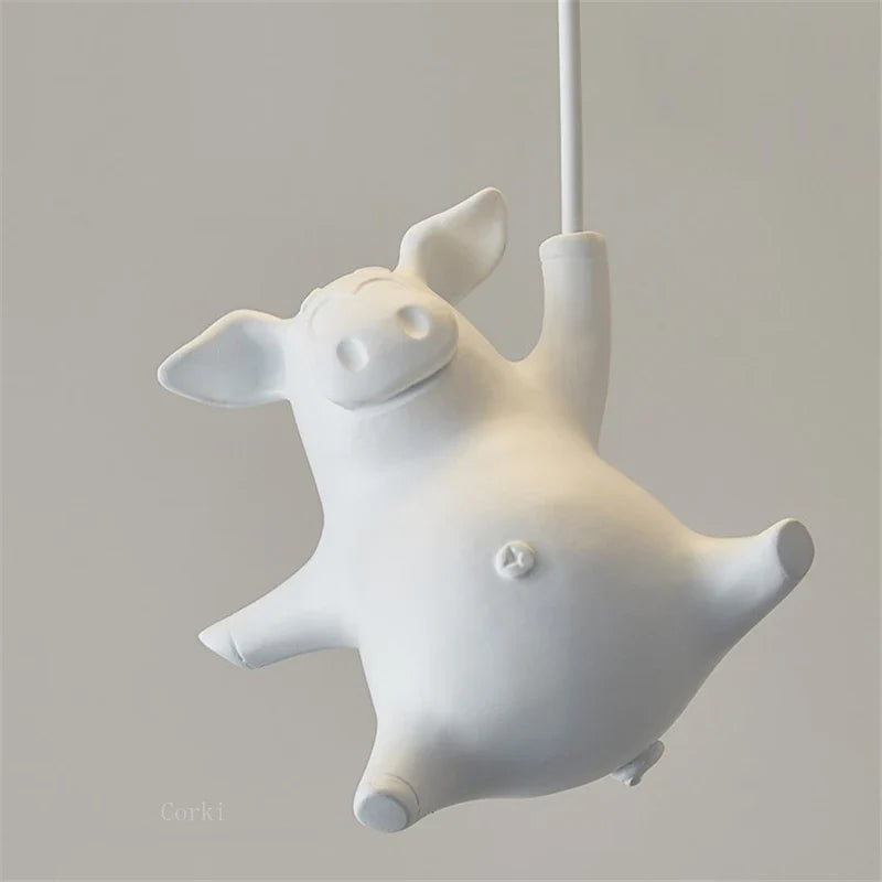 Axyaa Cartoon Pig Flying Acrylic Balloon Ceiling Light for Kids Bedroom