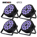 Axyaa 4PCS Aluminum Alloy LED Flat Par RGBW/RGBWA+UV DMX512 Disco Stage Lights