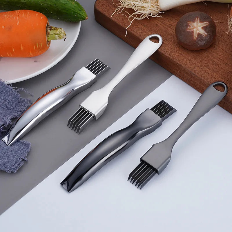 Axyaa Stainless Steel Garlic Scallions Chopper & Slicer Grater Knife Kitchen Tool