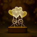 Axyaa Personalized 3D Illusion Wood Base Night Light with Name & Date