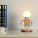 Axyaa Modern Nordic White Wood LED Table Lamp for Kids' Bedroom