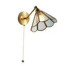 Axyaa Nordic Copper Glass LED Wall Sconce Pull Chain Switch Bedroom Mirror Stair Beside Lamp