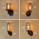 Axyaa Industrial Rust Wall Lamp: Metal Cage Wall Light, Adjustable Angle Wall Sconce