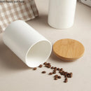 Axya White Ceramic Sealed Food Storage Jar with Wooden Lid