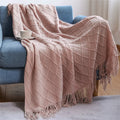 Axyaa Nordic Knit Sofa Blanket Cashmere-Like Plaid Tassel Bedspread