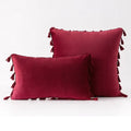 Velvet Tassel Throw Pillow Cover for Couch & Sofa - Axyaa Branded Luxe Accent Cushions