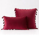 Velvet Tassel Throw Pillow Cover for Couch & Sofa - Axyaa Branded Luxe Accent Cushions