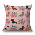Axyaa Dachshund Dog Print Cotton Linen Pillow Covers 45X45cm
