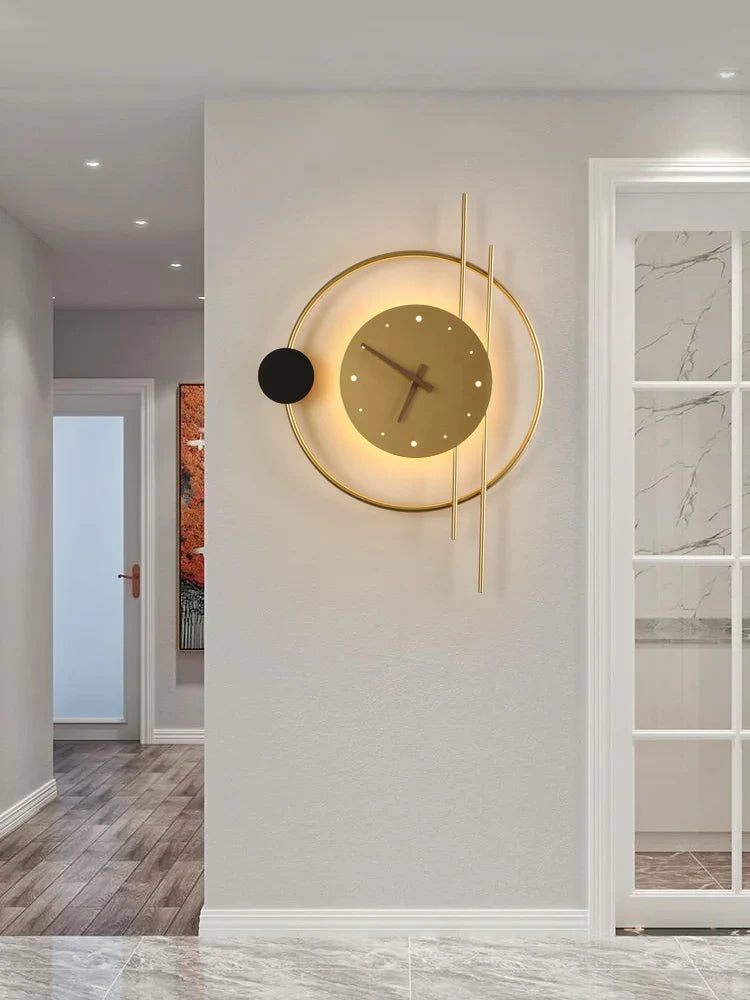 Axya Nordic Minimalist Mute Wall Clock Lamp for Living Room