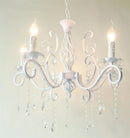 Axyaa White Crystal Chandelier Ceiling Lamp - Elegant Wrought Iron Fixture