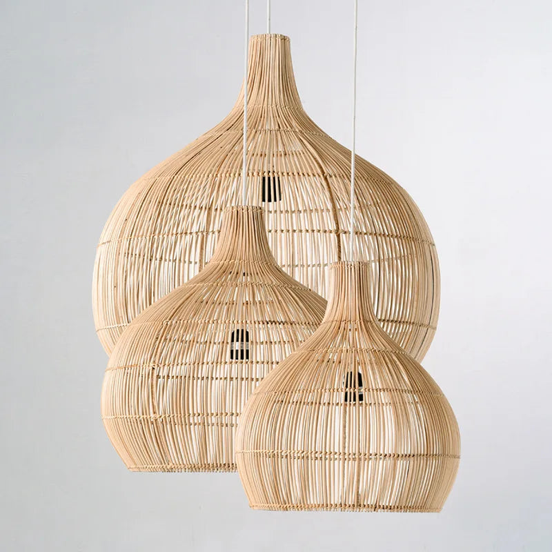 Axyaa Hand-Woven Rattan Pendant Light for Living & Dining Room