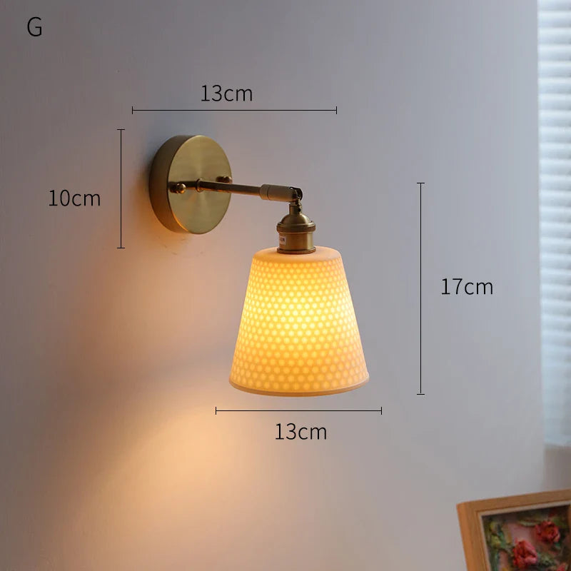 Axyaa Ceramic LED Wall Lamp with Knob Switch for Bedroom, Bathroom, and Stairway