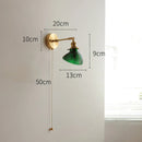 Axyaa Green Glass LED Wall Lights with Pull Chain Switch, Up and Down Adjustable