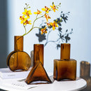 Axyaa Geometric Relief Glass Vase Hydroponics Flower Pots Desk Decor Floral Vases