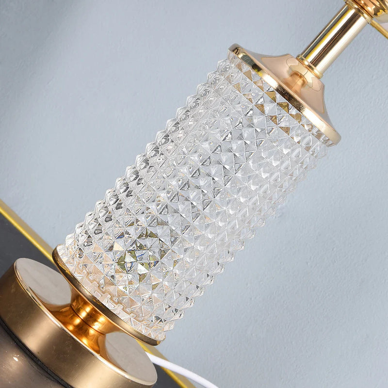 Axyaa Clear Crystal Glass LED Table Lamp for Bedroom and Living Room