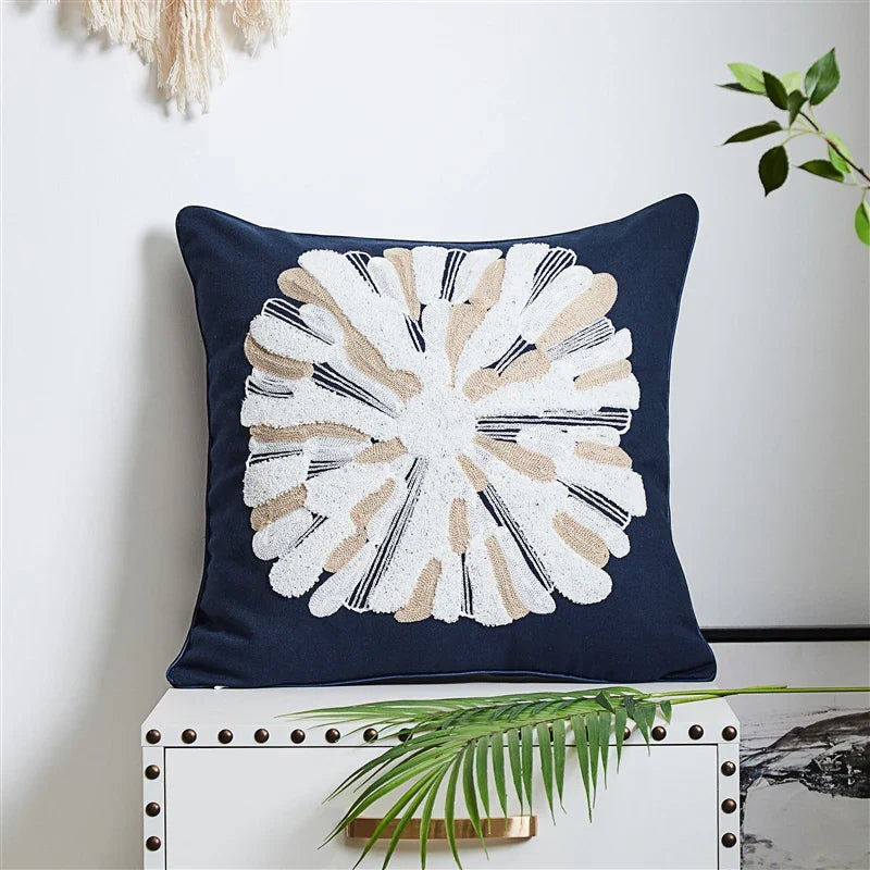 Axyaa Sea Starfish Navy Blue & Yellow Cushion Cover 45x45cm