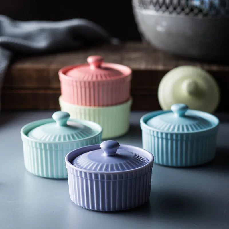 Axya Ceramic Dessert Bowl Set for Baking, Souffle, Pudding, Ice Cream, and Yogurt