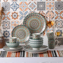 Axya Bohemian Mandala Green Porcelain Tableware Dinner Set - 16/32/48 Pieces