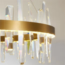Axyaa Gold LED Chandelier: Modern Crystal Dining Room Lighting