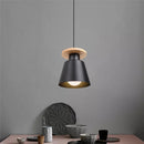 Axyaa Wood Iron Pendant Light: Modern Nordic Black Chandelier for Home Decor