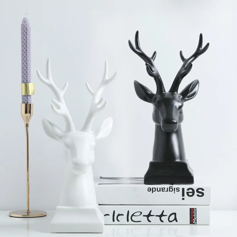 Axya Nordic Deer Ceramic Ornaments - Rustic Modern Home Decor