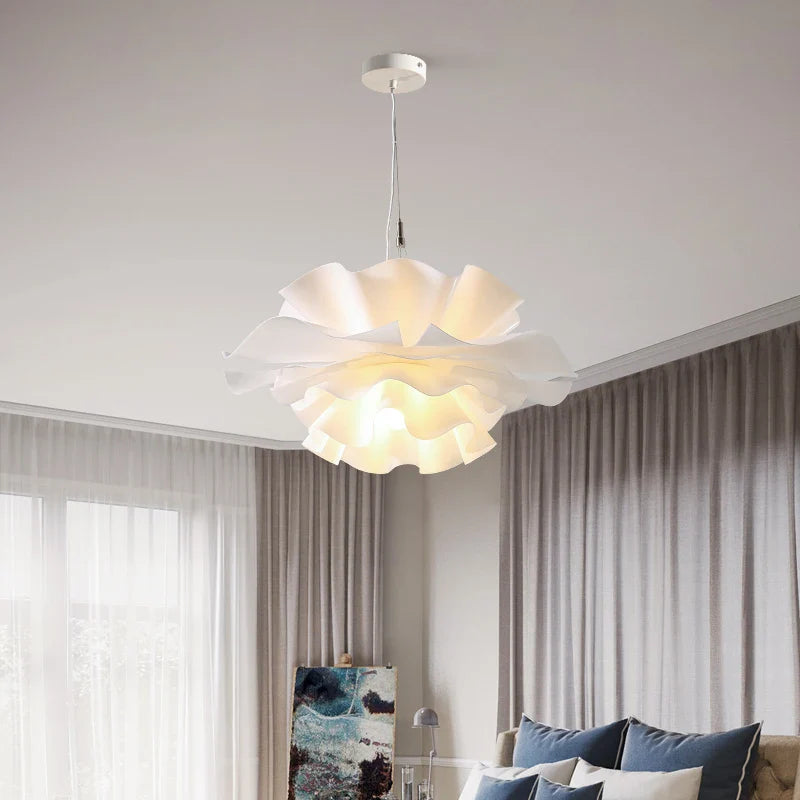 Nordic White Flower Chandelier Pendant Lamp for Bedroom, Living Room, and Bar by Axyaa