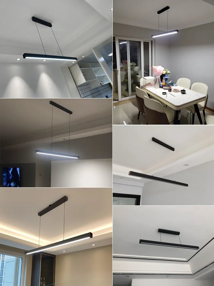 Nordic Modern Chandelier for Dining Room Kitchen Bar Office LED Strip Lamps by Axyaa