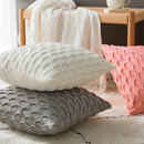 Axyaa Fish Scale Cushion Cover in Pink Grey Cream Yellow Blue Square Pattern