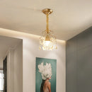 Axyaa Gold Crystal Round Ceiling Chandelier for Home Indoor Lighting