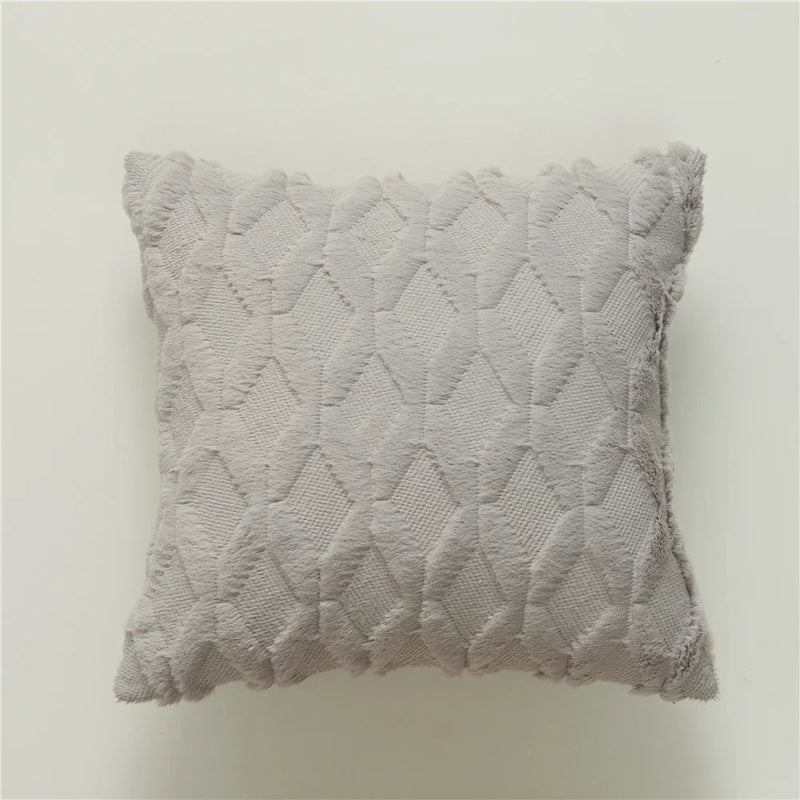 Geometric Plush Pillow Cover for Sofa, Nordic Home Decor by Axyaa