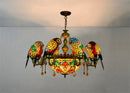 Axyaa Tiffany Style Parrot Lamp: Colorful Stained Glass Chandelier for Dining Room