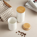 Axya White Ceramic Sealed Food Storage Jar with Wooden Lid