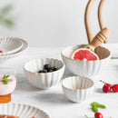 Axya Retro White Petal Ceramic Dinner Plate Set for Kitchen Dining
