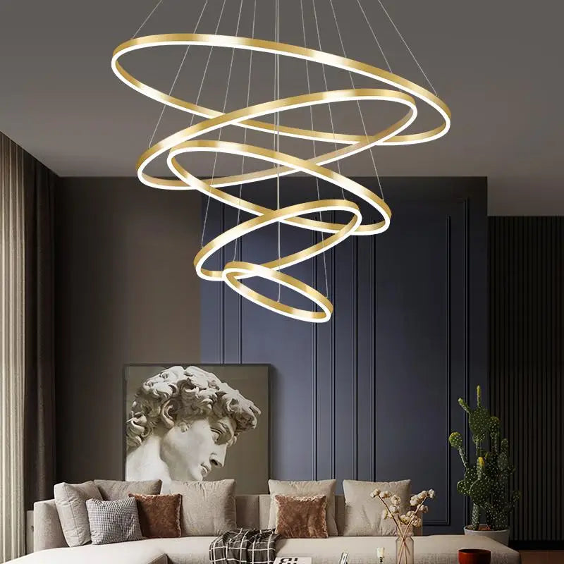 Axyaa Ring LED Chandelier: Modern Nordic Minimalist Villa Pendant Lamp
