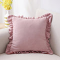 Axyaa Soft Faux Suede Ruffle Cushion Cover for Home Decor