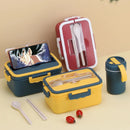 Axyaa Portable Lunch Bento Box with Spoon & Chopsticks - Leakproof Wheat Straw Container