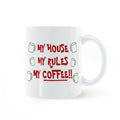 Axyaa Ceramic Coffee Mug 350ml - My House My Rules - Gift for Coffee Lovers