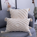 Axyaa Beige Tufted Tassel Pillow Cover 18x18" 12x20" for Couch Bed Living Room