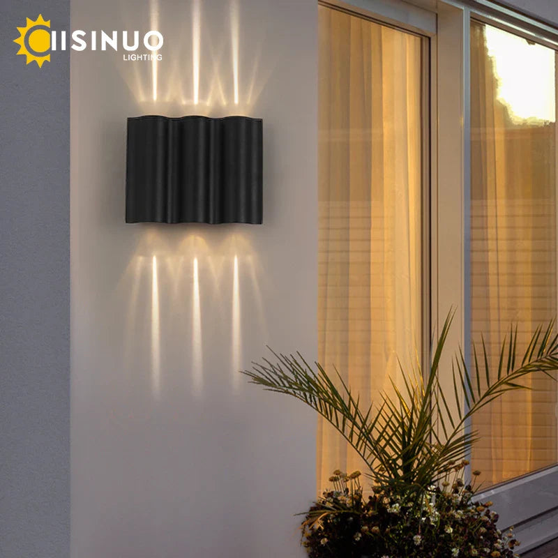 Axyaa 12W Outdoor LED Sconce Lightings in Black Aluminum, IP65 Waterproof