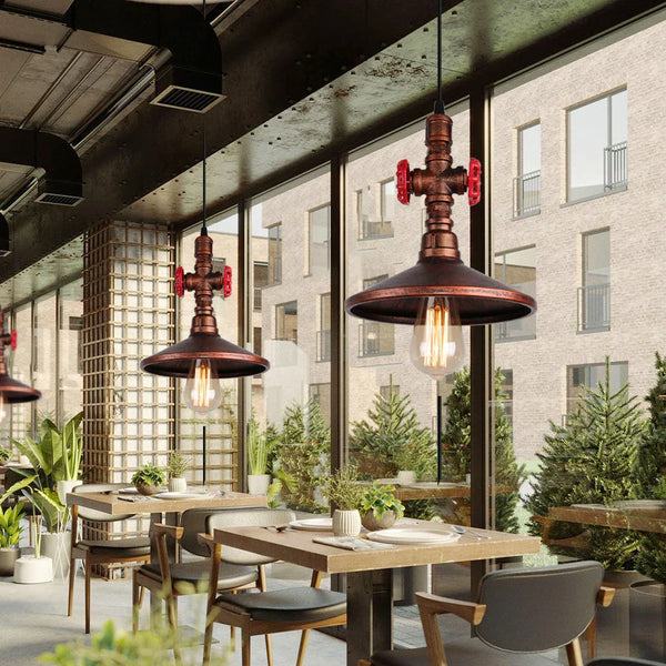Axya Industrial Pendant Light: Retro Loft Water Pipe Ceiling Hanging Lamp, Home Lighting Fixture