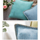 Axyaa Fringed Linen Cushion Cover - 45x45cm - Blue Grey Yellow Red Green