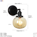 Axyaa Glass Ball Industrial Wall Sconce Black Loft Hallway Stair Bathroom Mirror Light