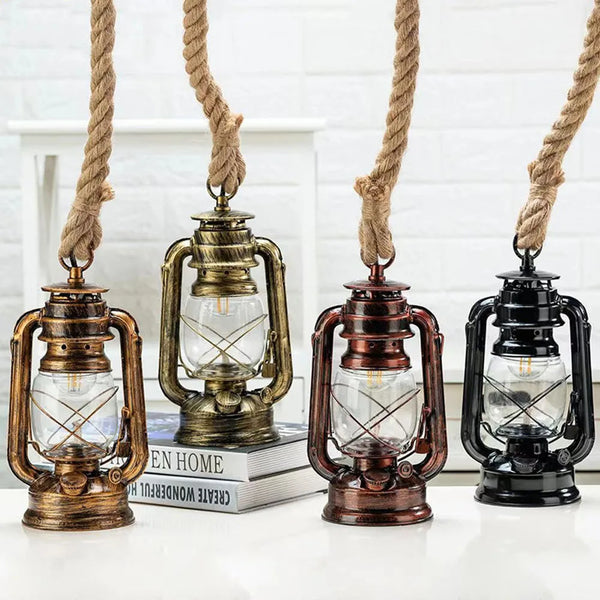 Axya Industrial Hemp Rope Kerosene Pendant Light Chandelier