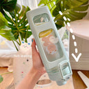 Axyaa Square Pastel Straw Bottle: Large Capacity Cute Water Bottle for Travel & Outdoor Sports