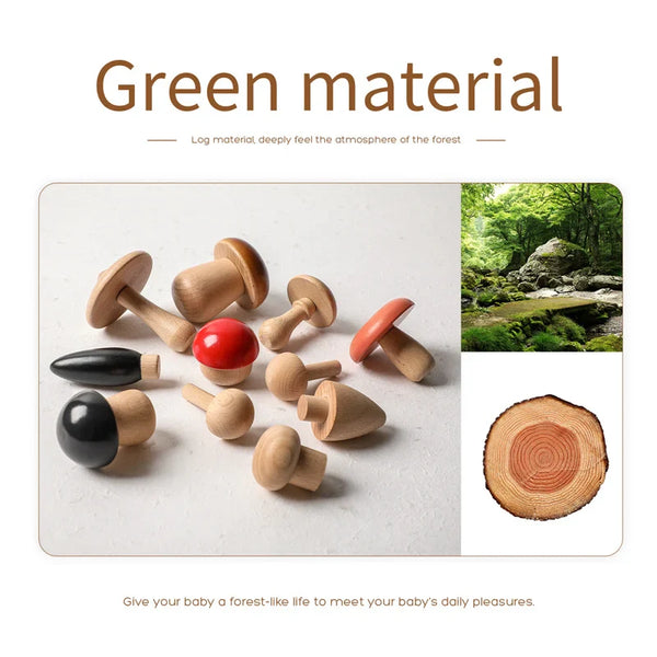 Axya Wooden Mushroom Building Block Set for Creative Play