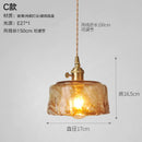 Axyaa Nordic Amber Glass Pendant Lights Vintage Copper Hanging Lamp LED Lampara Colgante